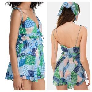 For Love & Lemons Juniper Patchwork Romper Size Small NWT